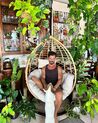 PE Rattan Hanging Chair with Stand Natural ARSITA_846029