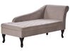Right Hand Velvet Chaise Lounge with Storage Taupe PESSAC_881732