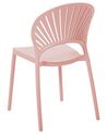 Set of 4 Plastic Dining Chairs Pink OSTIA_825366