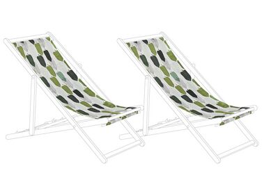 Set of 2 Sun Lounger Replacement Fabrics Leaves Pattern Multicolour ANZIO / AVELLINO