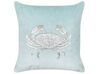 Set of 2 Velvet Cushions Crab Motif 45 x 45 cm Blue BOSSIELLA_892948