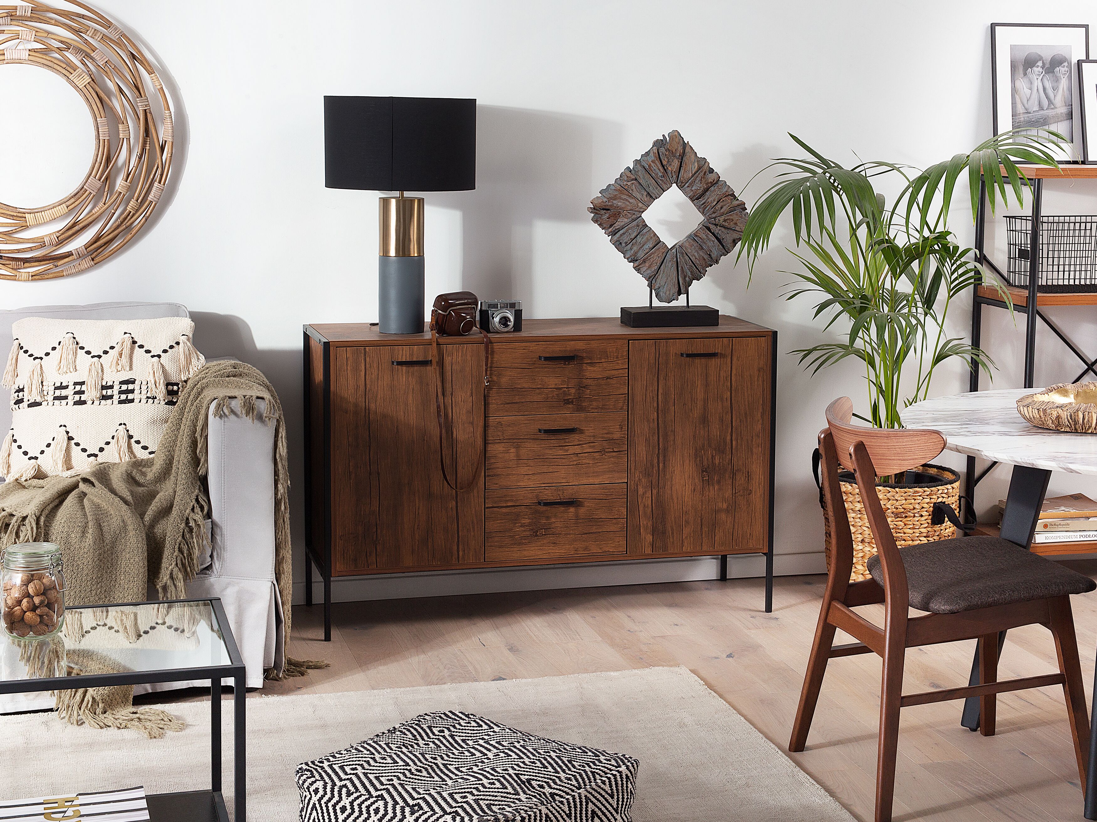 Credenza legno chiaro e nero 120 x 40 PASCO