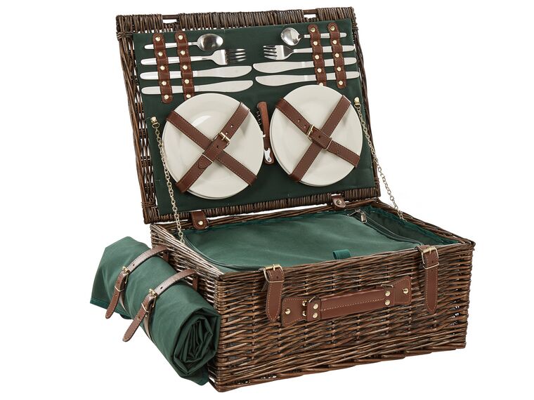 4 Person Wicker Picnic Hamper Brown ECLAIR Beliani.hu