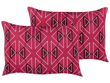 Set of 2 Outdoor Cushions Geometric Pattern 40 x 60 cm Pink MEZZANO
