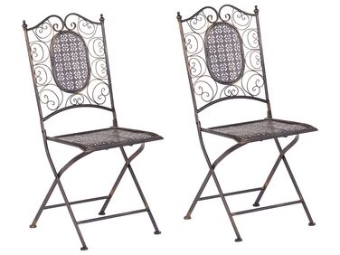 Set of 2 Metal Garden Folding Chairs Black BORMIO