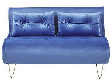 2 Seater Velvet Sofa Bed Navy Blue VESTFOLD