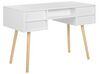 Bureau blanc / bois clair avec 4 tiroirs 110 x 55 cm LEVIN_800478
