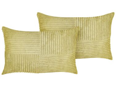 Set of 2 Corduroy Cushions 47 x 27 cm Green MILLET