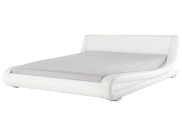 Kožená vodná posteľ 180 x 200 cm biela AVIGNON