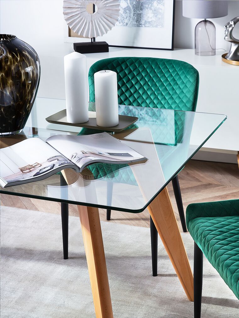 Glass Top Dining Table 160 x 90 cm HUDSON Beliani.no