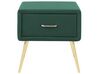 Mesa de cabeceira com 1 gaveta em veludo verde esmeralda FLAYAT_833978