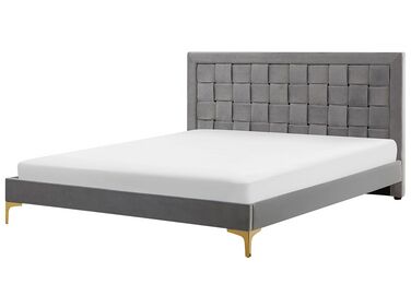 Sametová šedá postel 180x 200 cm LIMOUX