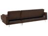 Left Hand Faux Leather Corner Sofa with Ottoman Brown ABERDEEN_717257
