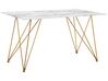 Jedálenský stôl s mramorovým efektom 140 x 80 cm biela/zlatá KENTON_757705