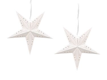 Lot de 2 étoiles décoratives LED 45 cm en papier brillant blanc MOTTI