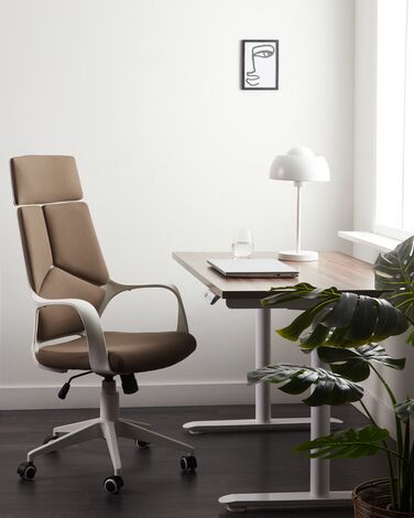 Swivel Office Chair Brown and White DELIGHT