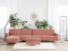 Right Hand Modular Velvet Sofa with Ottoman Pink ABERDEEN_760870