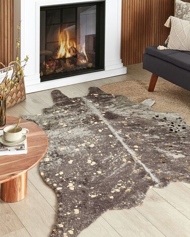 Faux Cowhide Area Rug with Spots 150 x 200 cm Taupe with Gold BOGONG