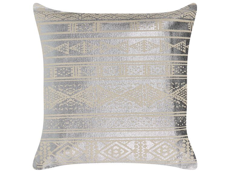 Bawełniana poduszka dekoracyjna w geometryczny wzór 50 x 50 cm srebrna OUJDA_831069