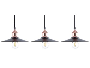 Set of 3 Metal Pendant Lamps Black SWIFT Small