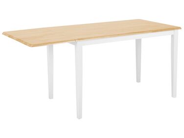 Mesa de comedor extensible de madera de caucho clara/blanco 120/160 x 75 cm LOUISIANA