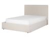 Łóżko z pojemnikiem tapicerowane 140 x 200 cm beżowe VION_901825