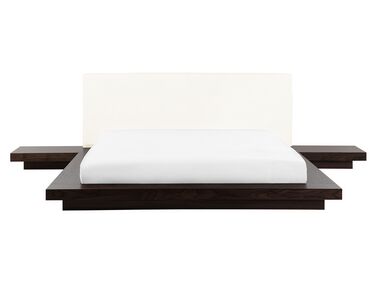 EU King Size Waterbed with Bedside Tables Dark Wood ZEN
