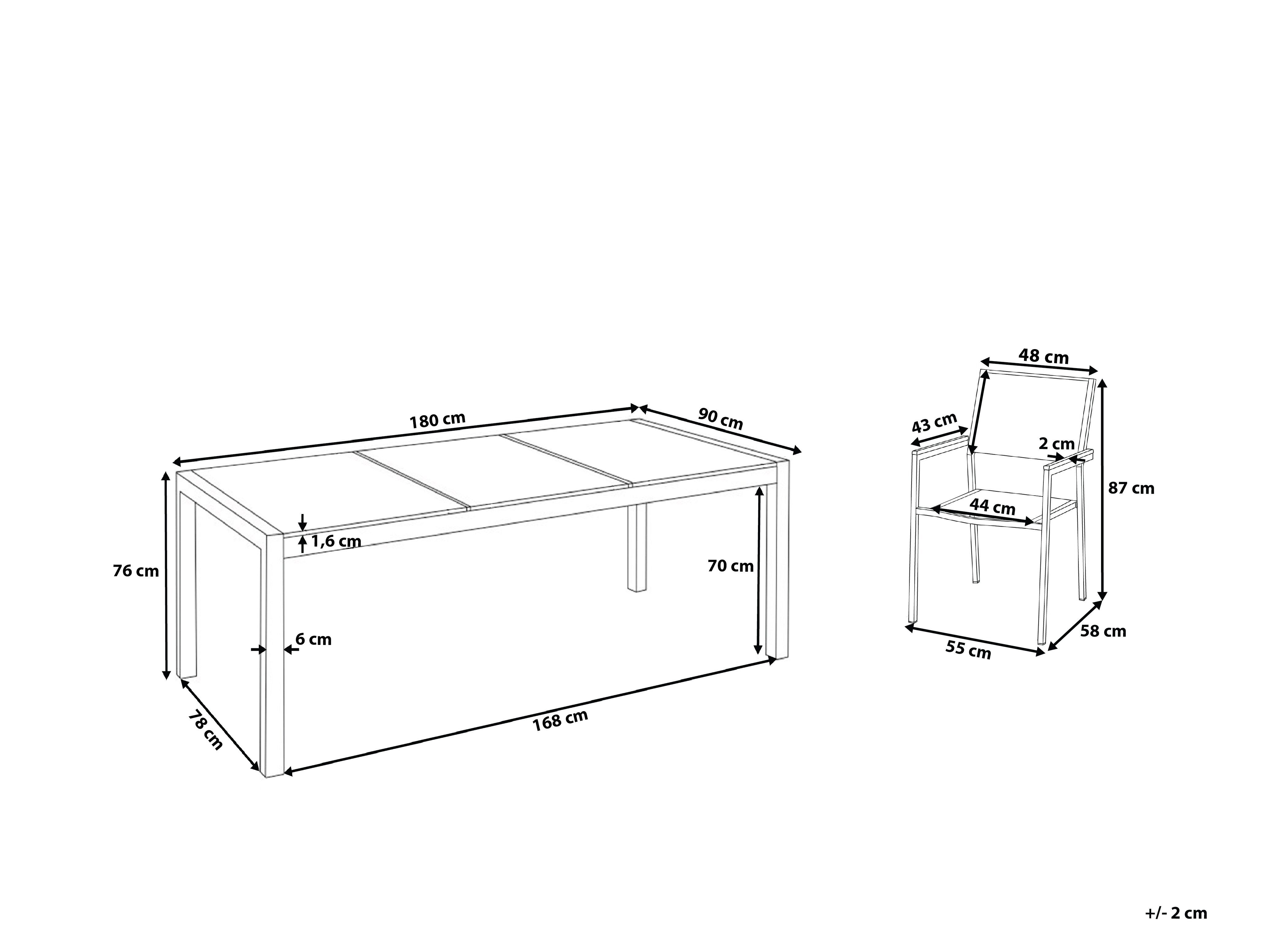 Gartenmöbel Set Naturstein schwarz geflammt 180 x 90 cm 6-Sitzer beige