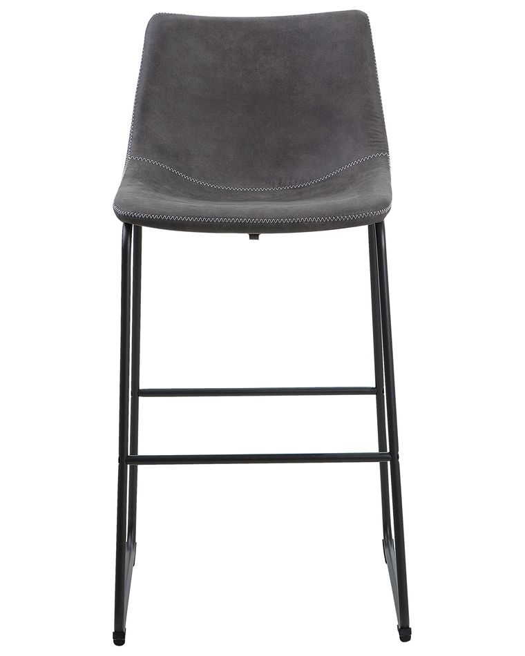 Set of 2 Fabric Bar Chairs Grey FRANKS Beliani.co.uk