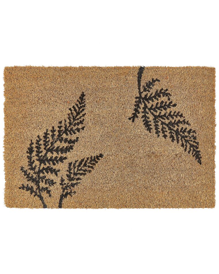 Fußmatte Blättermotiv Kokosfaser naturfarben / schwarz 40 x 60 cm GUIWAN_905598