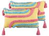 2 bawełniane poduszki dekoracyjne tuftowane z frędzlami 30 x 50 cm wielokolorowe DOLICHOS_911671