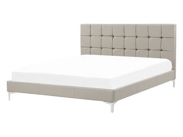 Letto in ecopelle taupé 140 x 200 cm AMBERT