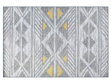 Teppich grau-gelb 160 x 230 cm geometrisches Muster Kurzflor KARGI