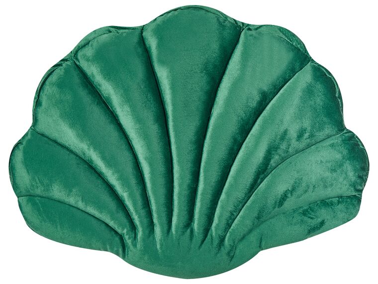 Poduszka dekoracyjna muszla welurowa 47 x 35 cm zielona CONSOLIDA_889208