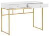 Home Office Desk / 2 Drawer Console Table White with Gold DAPHNE_811522