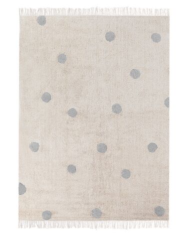 Kinderteppich Baumwolle beige / grau 140 x 200 cm gepunktetes Muster Kurzflor DARDERE