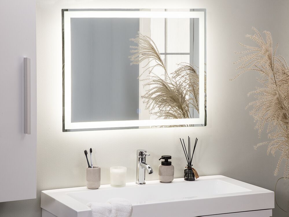 Badspiegel mit LED-Beleuchtung rechteckig 60 x 80 cm LANDELEAU | Beliani.de