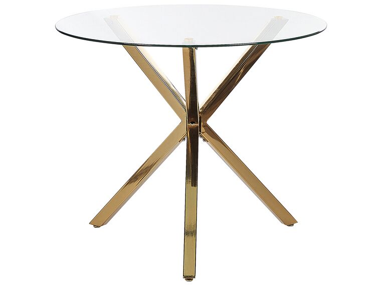 Glass Top Round Dining Table ⌀ 90 cm Gold SAVONI_821723