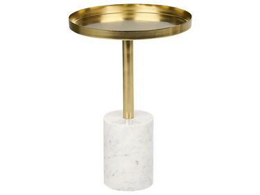 Beistelltisch Metall / Marmor gold / weiss rund ⌀ 36 cm CAMELO