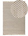 Teppich beige 140 x 200 cm kariertes Muster Kurzflor zweiseitig ZERDALI_807260
