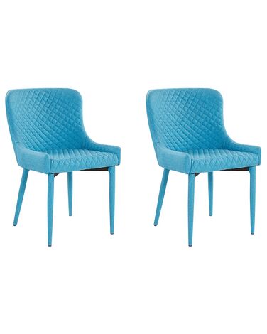 Conjunto de 2 sillas de comedor de poliéster azul turquesa SOLANO
