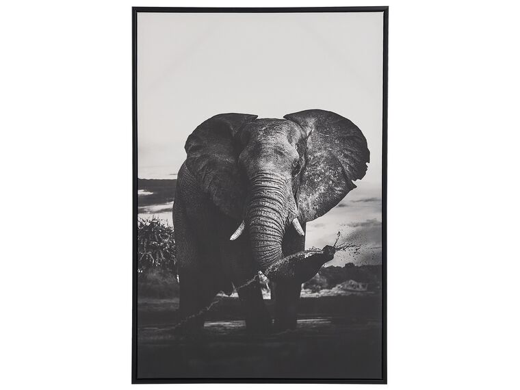 Tableau décoratif avec motif éléphant 63 x 93 cm gris NIBBIA_816196