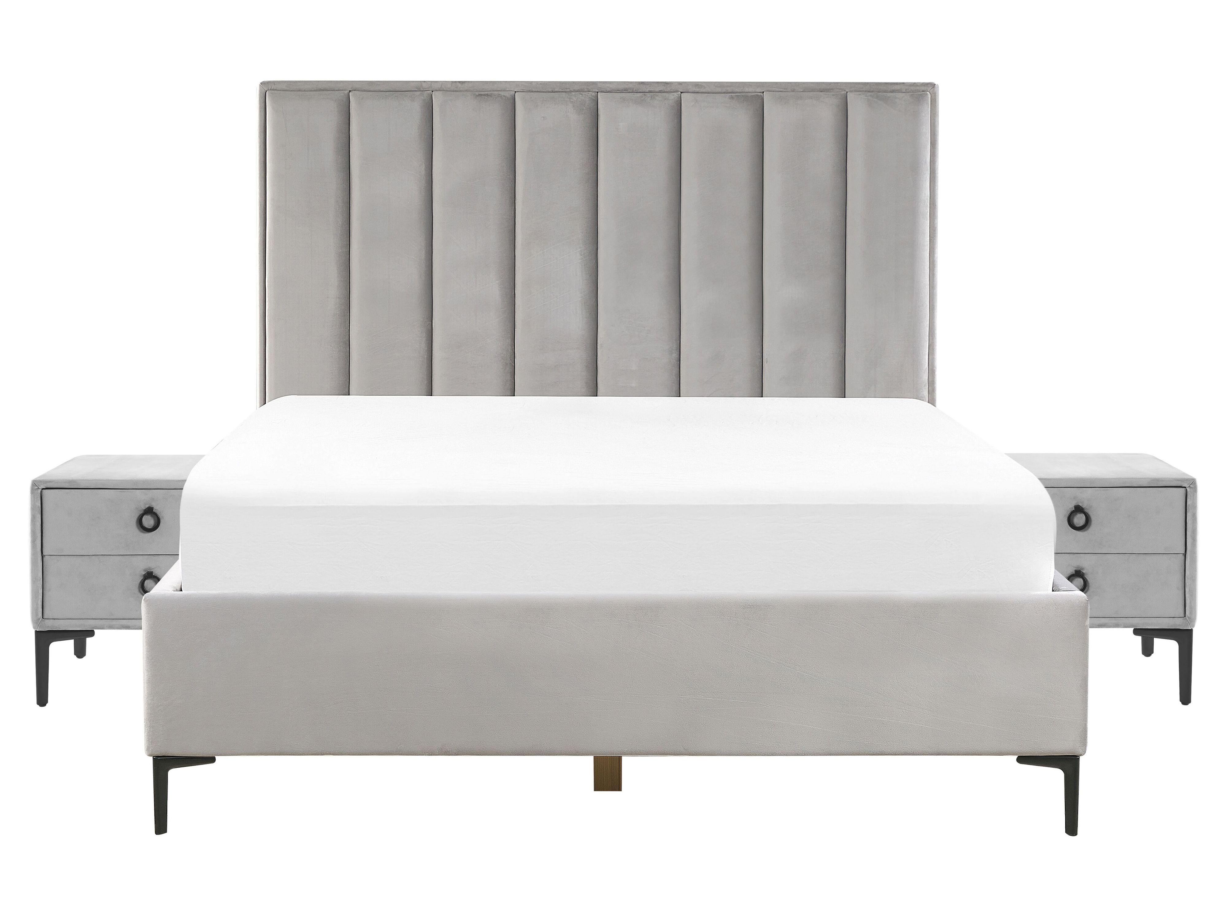 Schlafzimmer komplett Set 3-teilig grau 160 x 200 cm SEZANNE | Beliani.de