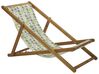 Set of 2 Acacia Folding Deck Chairs and 2 Replacement Fabrics Light Wood with Off-White / Yellow and Grey Pattern ANZIO_800512