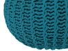 Cotton Knitted Pouffe 50 x 35 cm Teal Blue CONRAD II_837747