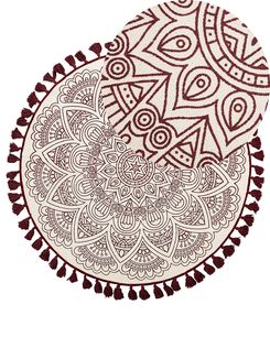 Matto puuvilla kermanvalkoinen/punainen ø 120 cm AYAKLI Matto puuvilla kermanvalkoinen/punainen ø 120 cm AYAKLI