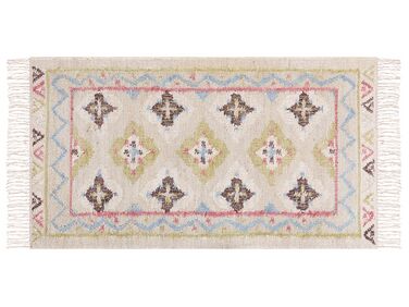 Teppich Jute mehrfarbig 80 x 150 cm orientalisches Muster Kurzflor TERKOS