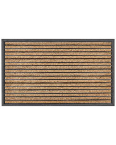 Doormat Striped Pattern Natural and Black ZAGROS