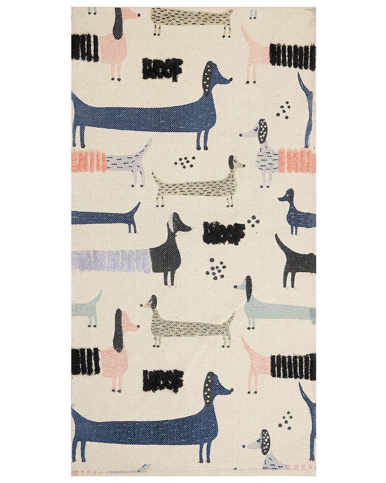 Kinderteppich Baumwolle mehrfarbig 80 x 150 cm Hund-Motiv Kurzflor TEMIAJ_866599