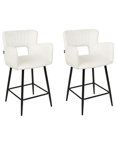 Set of 2 Velvet Bar Chairs White SANILAC